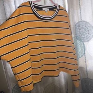 Dark Yellow Crop Top w/ black and white stripes